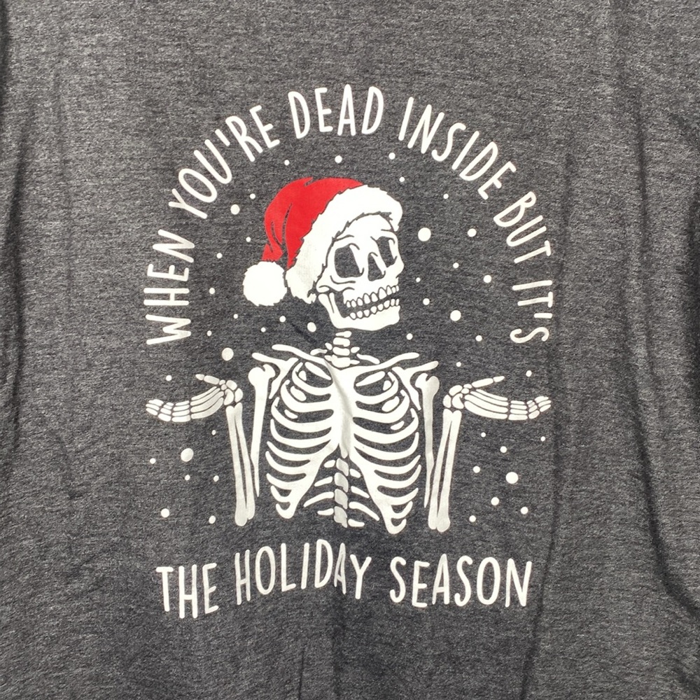 Instant Message Dead Inside But Holiday Season Skeleton Santa Graphic Sweatshirt